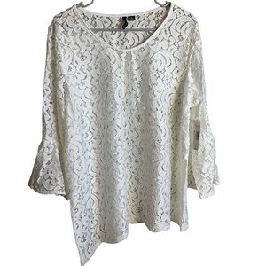 New Directions White Lace Bell Sleeve Top – Women’s XL NWT